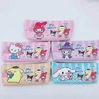 kawaii sanrio cinnamoroll hello kittys anime cartoon pompom purin kuromi stationery pencil case cosmetic pu storage bag toys