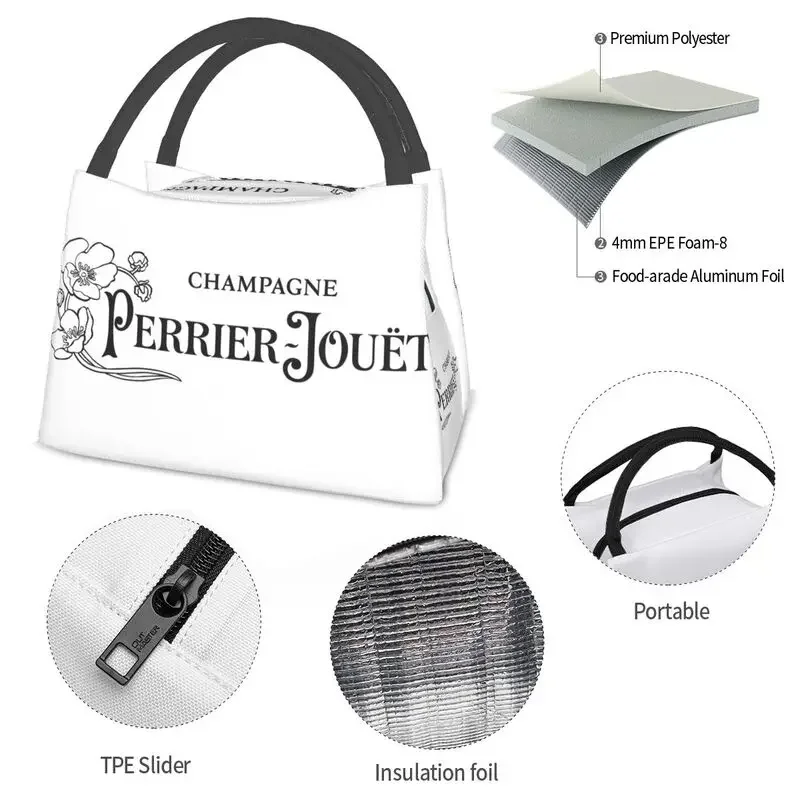 Изолированная Большая Сумка Perrier Champagne Jouets С Логотипом Для Женщин Многоразовый