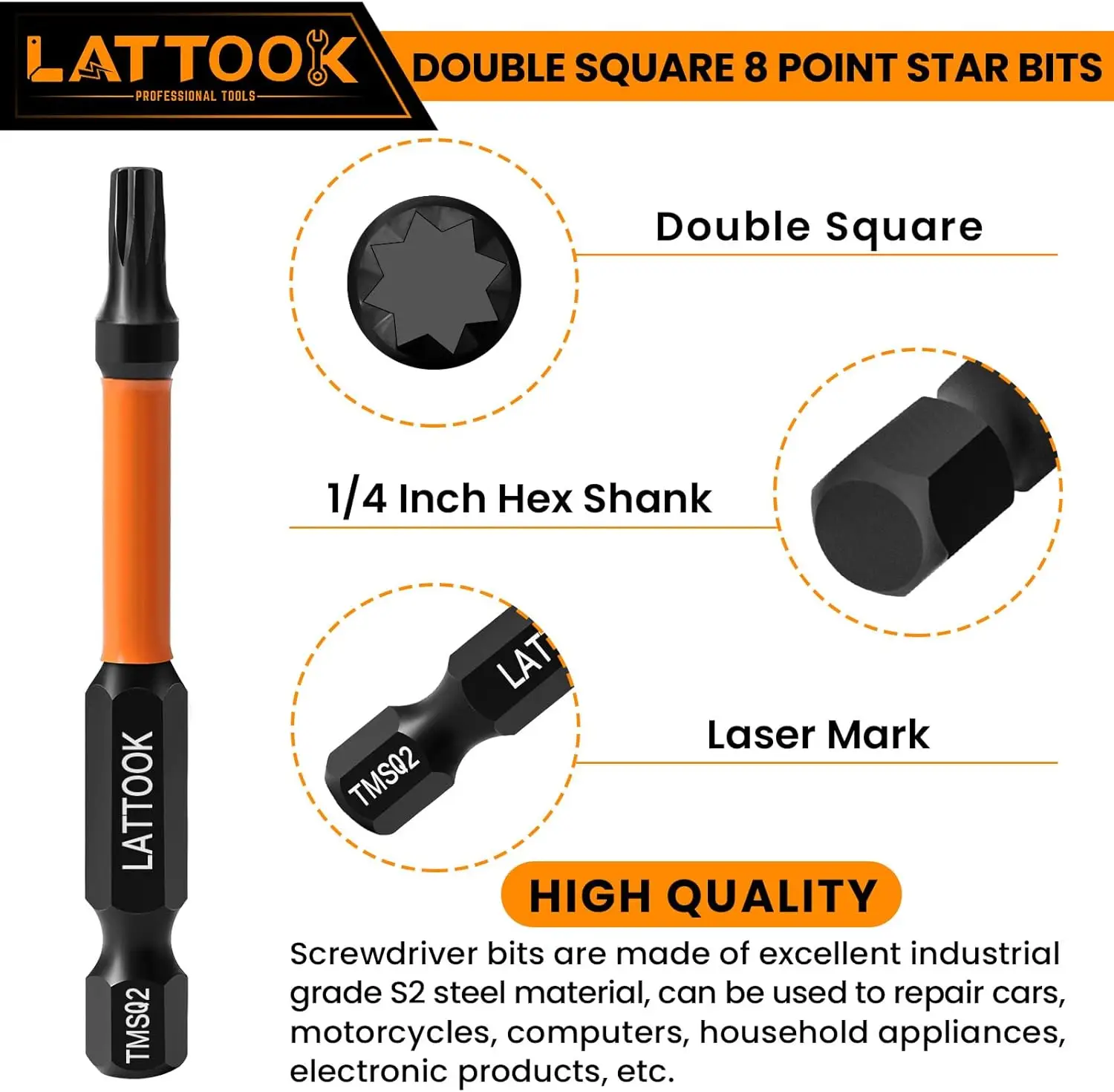 Набор двойных квадратных 8-точечных звездообразных бит 17 шт. Torx 2 приводных набор