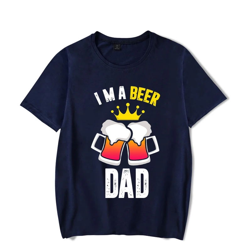 Мужская футболка с принтом I Am A Beer Dad уличная трендовая круглым вырезом и коротким