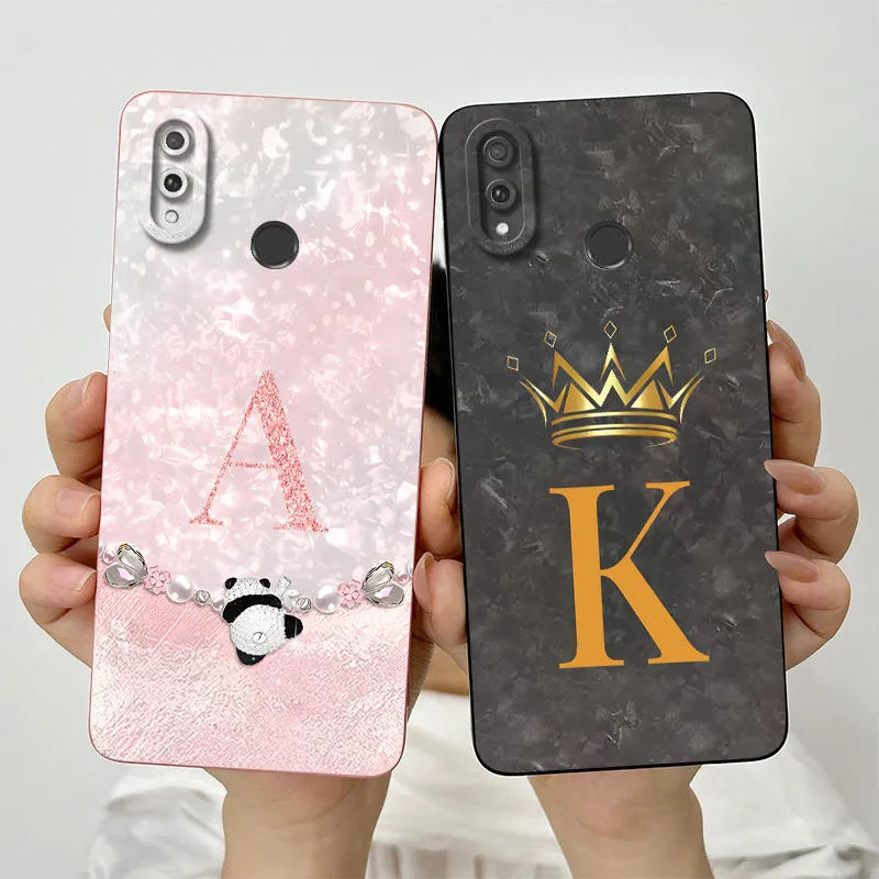 For Huawei Y9 2019 Case JKM-LX1 JKM-LX2 JKM-LX3 Phone Cute Crown Letters Full Package Matte Anti Drop Soft Protective Cover