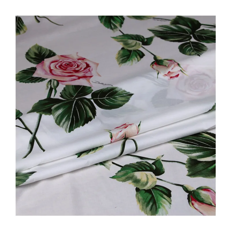 Ткань из натурального хлопка с принтом розы материал для шитья одежды рубашек