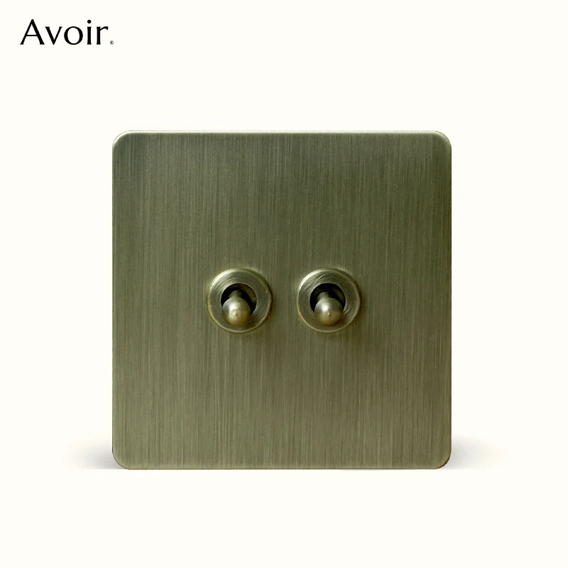 

Avoir Bronze Retro Lever Switch 2 Way Stainless Steel Wall Electric Socket And Light Switch Led Dimmer EU French UK Plug Outlets