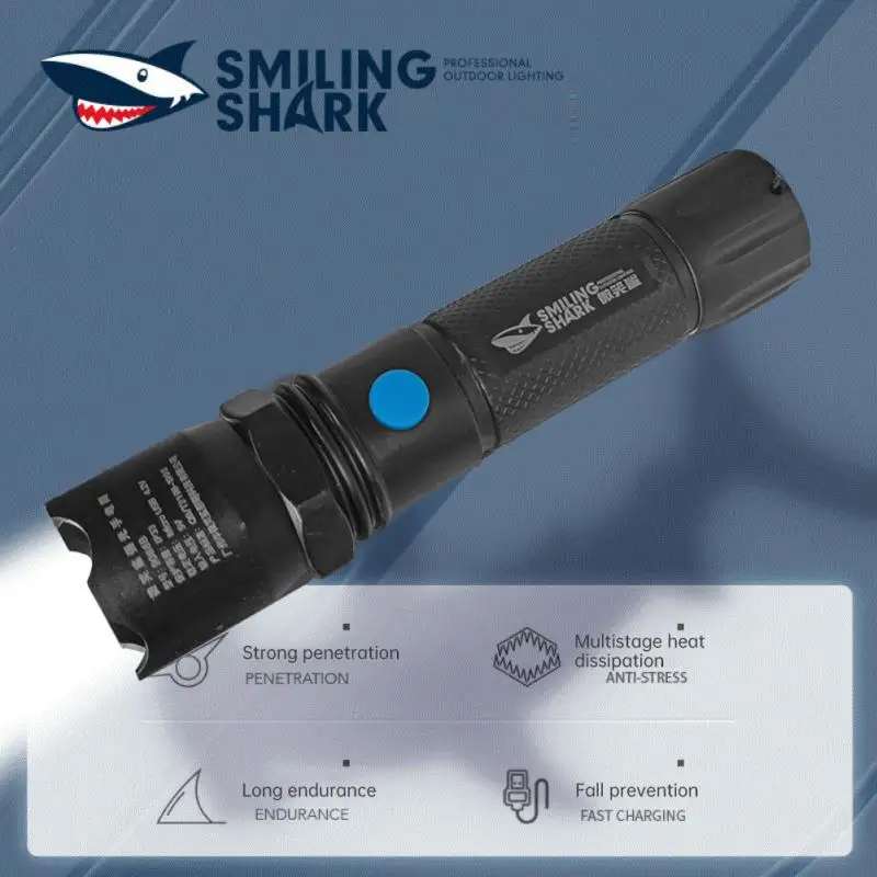 

Smile Shark LED Flashlight Outdoor Portable Strong Lighting Long-range Lamp Endurance Long Multi-function Tent Camping