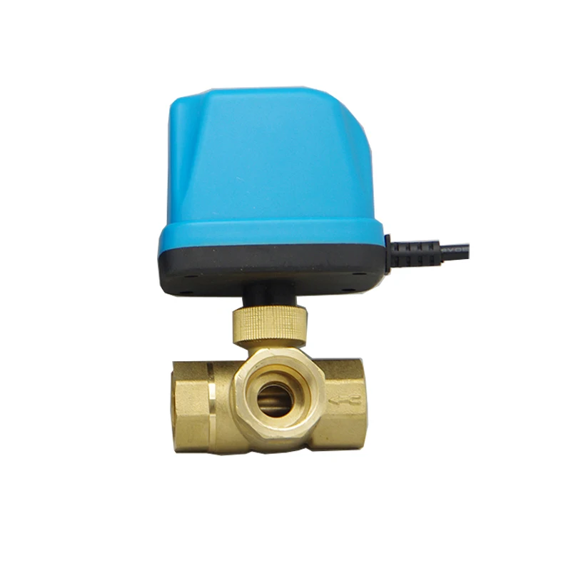 

220V brass 3-way 1/2" 3/4" 1" 2" electric ball valve 3-wire 2 control floor heating and air conditioning water and air valve