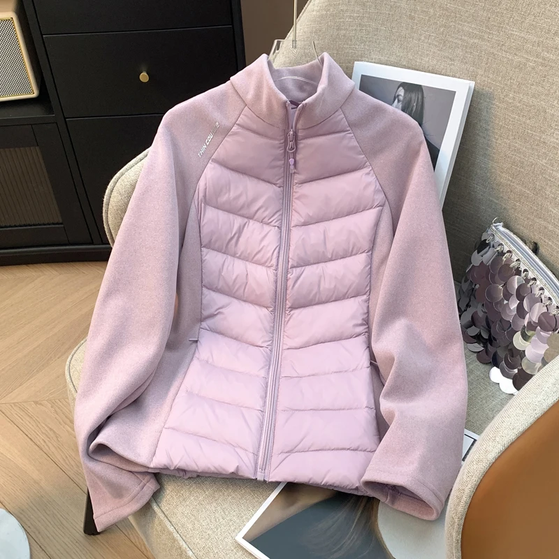 Осень и зима новая легкая куртка на белом утином пуху 90 женская утягивающая с