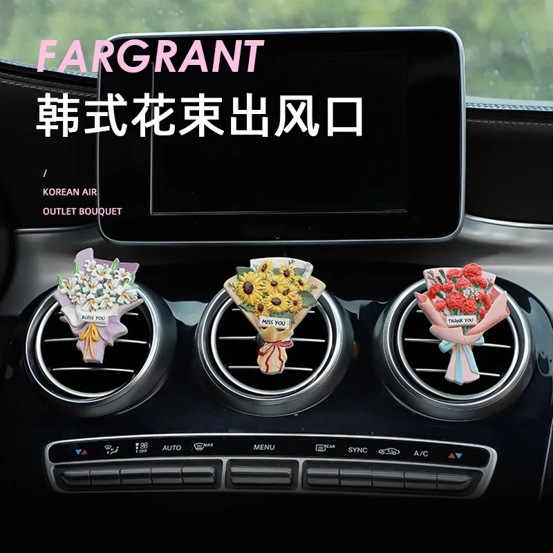 

Car Mounted Aromatherapy Air Conditioning with Korean Bouquets At The Air Outlet, Car Decorations for Removing Odors, Car Interi