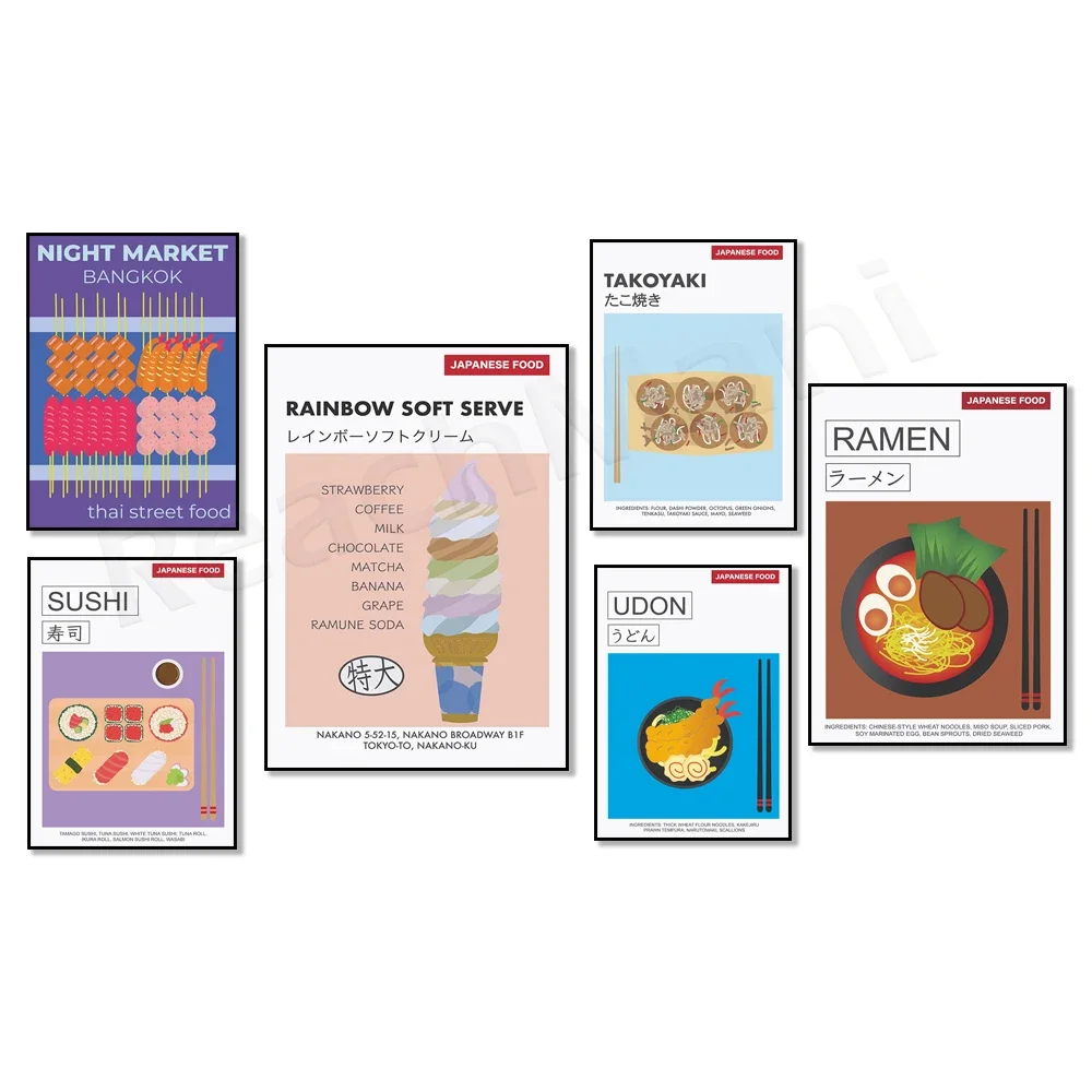 Тайская уличная еда японское суши мороженое udon рамэн takoyaki малайзийская nasiurso