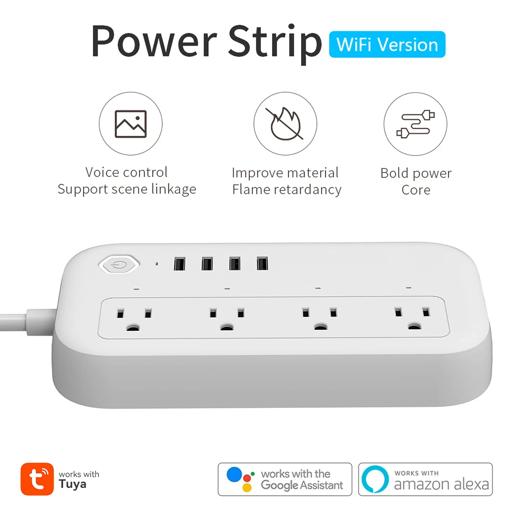 Умный удлинитель Tuya с Wi-Fi 5 В/2 А 4 USB-порта |