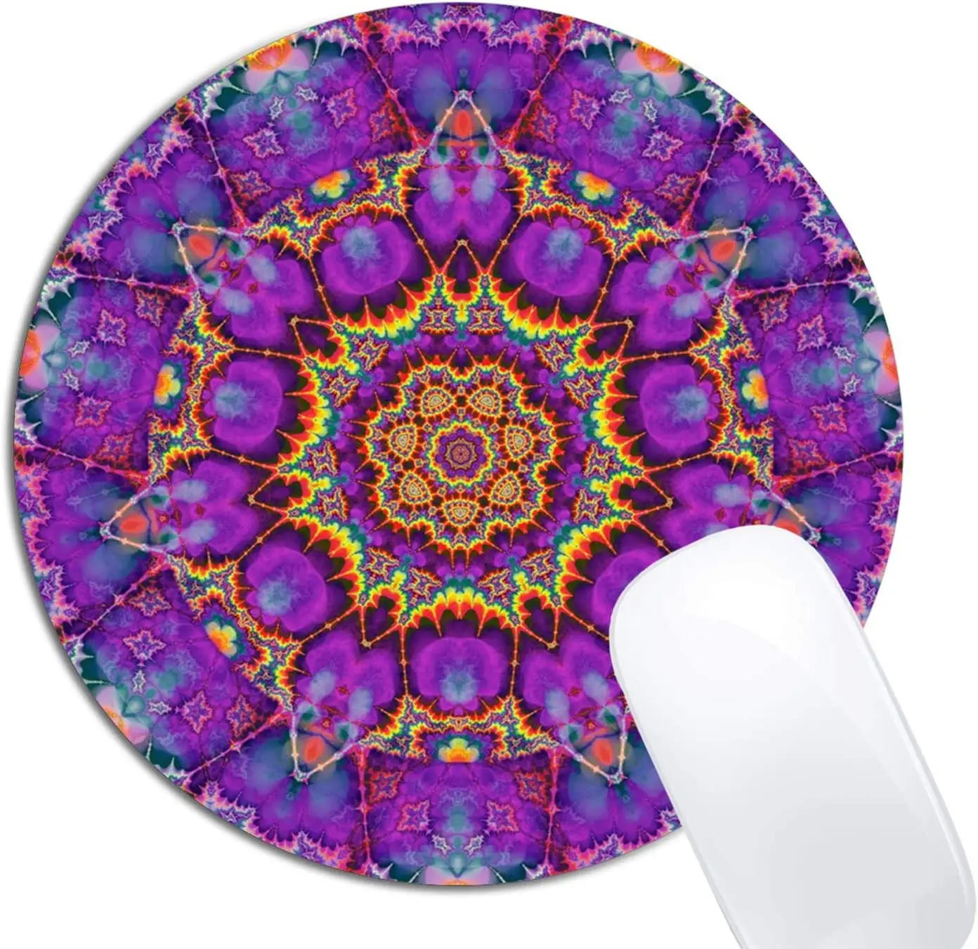 

Flower Purple Rainbow Mouse Pad Round Non-Slip Rubber Mousepad Computer Decor Cute Desk Accessories Customized Design Mouse Pad