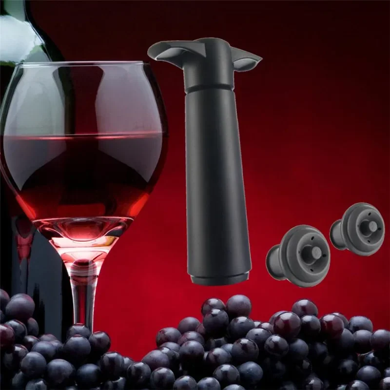 

Wine Pump with 2 Stoppers Sealing Preserver Bar Accessories Wine Stoppers Wine Keep Wine Fresh Saver Vacuum Cool