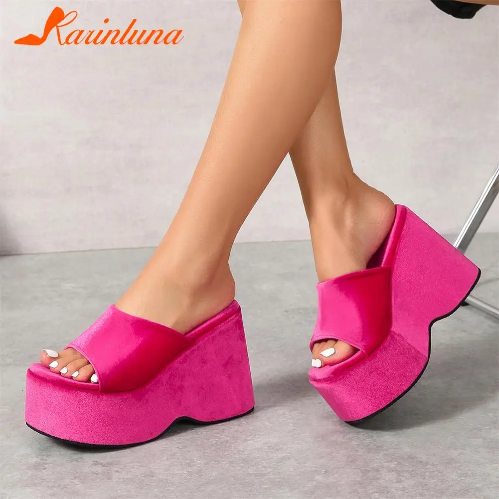 Wedge High Heeled 2023 New Fashion Women Sandals European Style Street Printed Sandals Slipper Vintage Comfy Walking Summer