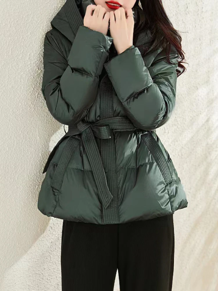 

FTLZZ новое осенне-зимнее хлопковое пальто на шнуровке с капюшоном Женская модная однотонная Толстая куртка на молнии Повседневная теплая верхняя одежда