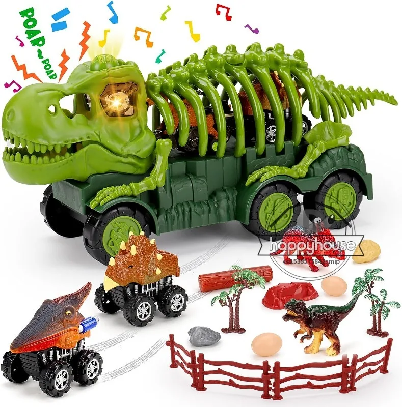 

Dinosaur Trucks Toys for Boys Transport Carrier Car Vehicles Toddlers with Sound Light Dino Monster Truck Game Dinosaur Play Set