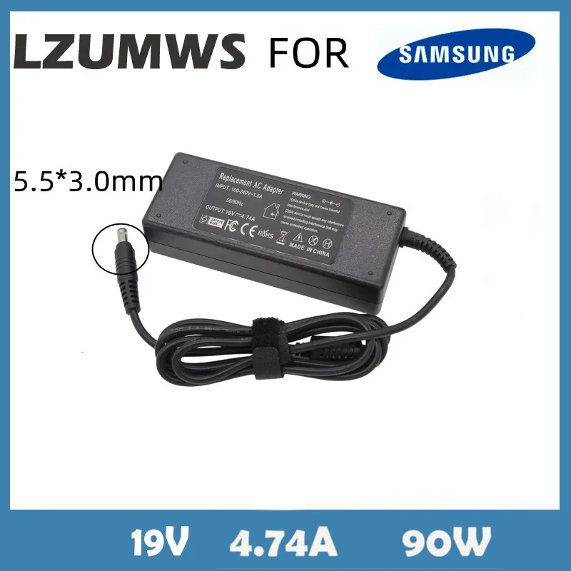 

19V 4.74A 90W 5.5*3.0MM AC Laptop Charger Power Adapter For Samsung R428 R410 G15 GT6000 M30 P10 UltraR60+ R65 R520 R528 R540
