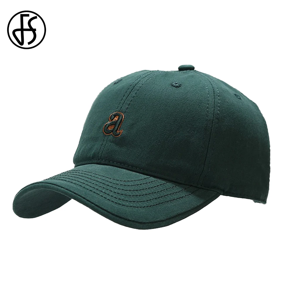 

FS High Quality Letter Embroidery Baseball Cap Stylish Streetwear Hip Hop Caps For Men Women Cotton Brown Green Korean Hat 2023