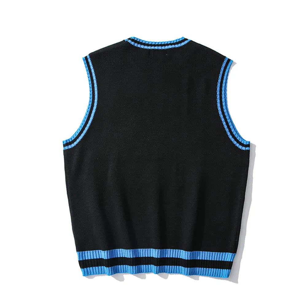 College Knitted Vest Sweaters Men Women Street Hip Hop Casual Band Cartoons Anime O-neck Sleeveless Tops 2023 Pattern Sweaters