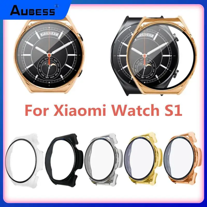 

2-in-1 PC Case Full Screen Protection High Quality Screen Protector Cover Shell Smartwatch Tempered Glass For Xiaomi Mi Watch S1