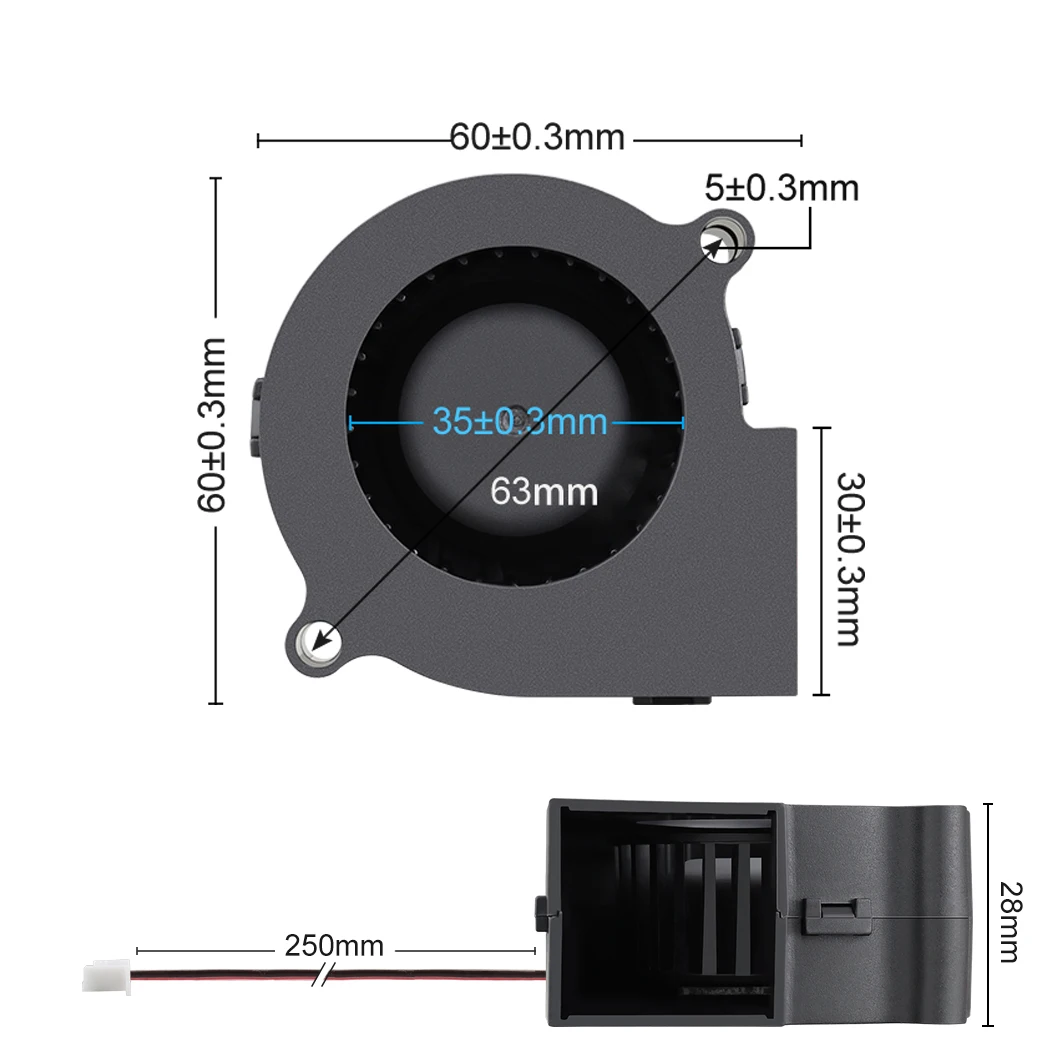 1PCS Brushless Cooler Cooling DC Centrifugal Blower Fan 60mm 12V 24V 2Pin 60x28mm 6028 6cm Sleeve Dual Ball Heatsink Radiator |