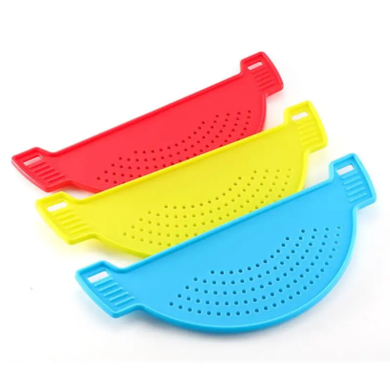 

Pot Side Drainer Creative Plastic Drain Basket Wash Rice Filter Leakproof Baffle Kitchen Gadget Pot Side Drainer Washing Filter