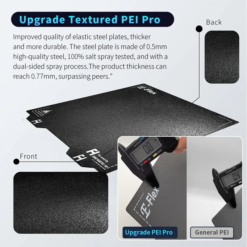 ENERGETIC Qidi Plus 4 PEI пластина 310x310 мм двухсторонняя черная текстурированная Pro гибкий