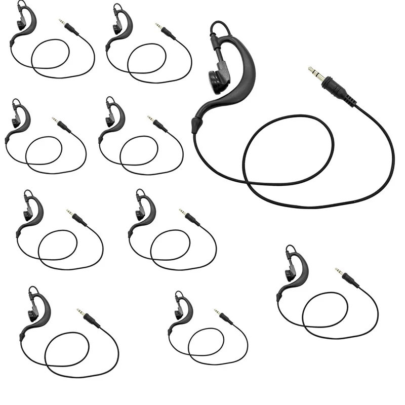 

Straight Plug Tactical Headset, G Shape,Soft Ear Hook Earpiece,Transceiver Radio,Shoulder Speaker,Mic, Listen Only, 3.5mm, 10Pcs