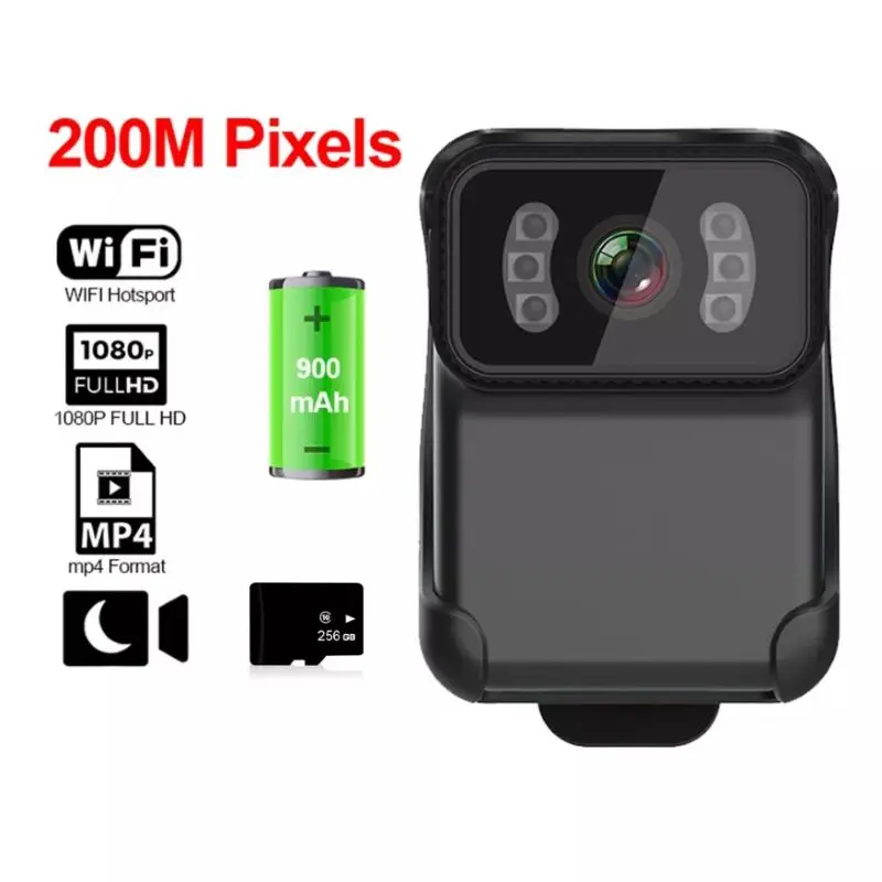 

2022 CS02 правоохранительный Регистратор 1080P 200M Пиксельная беспроводная Wi-Fi камера формат MP4 экшн DV видеокамера Встроенная 900 мАч Li-Po