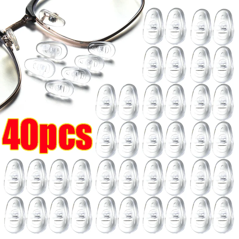 

20Pairs/40Pcs Transparent Oval Eyeglass Nose Bracket Silicone Nose Pads Glasses Bracket Anti-drop Sunglasses Glasses Accessories