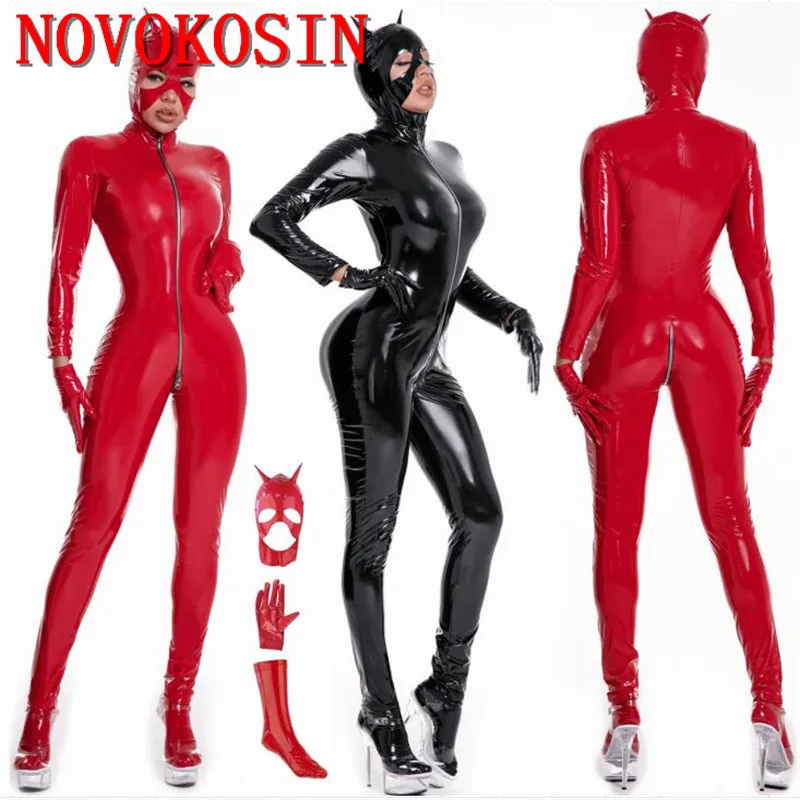 Disfraz de gato brillante para mujer, traje de fiesta de Halloween, Sexy, con guantes, media, S-5XL, 2021