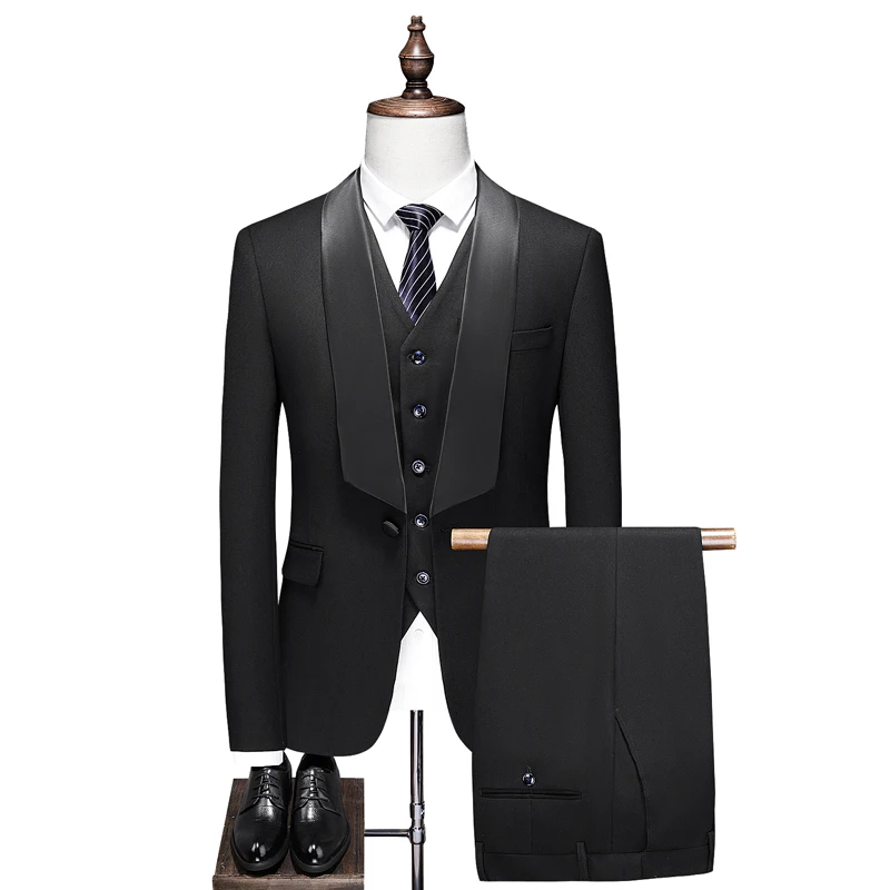 

(Jacket+Vest+Pants) Classic Men Suits Slim Wedding Groom Wear Male Business Blazers 3 Piece Suit Trousers Gentlemen Costume 4XL