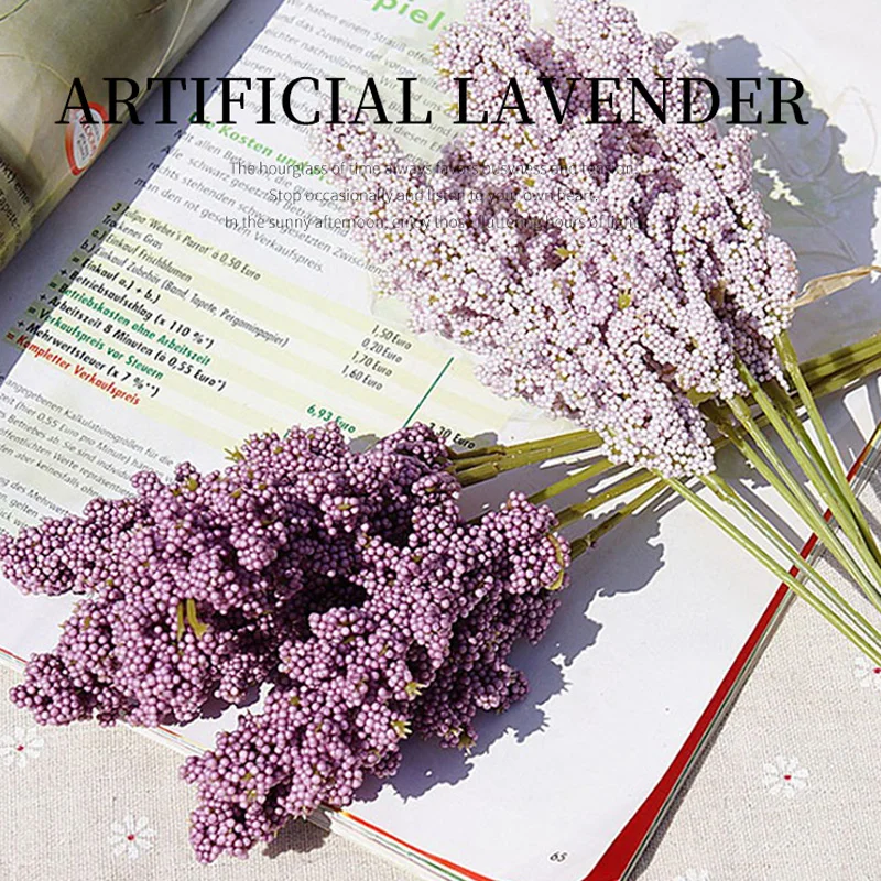 

10 Pieces Bundle PE Lavender Cheap Artificial Flower Wholesale Plant Wall Decoration Bouquet Material Manual Diy Vases for Home