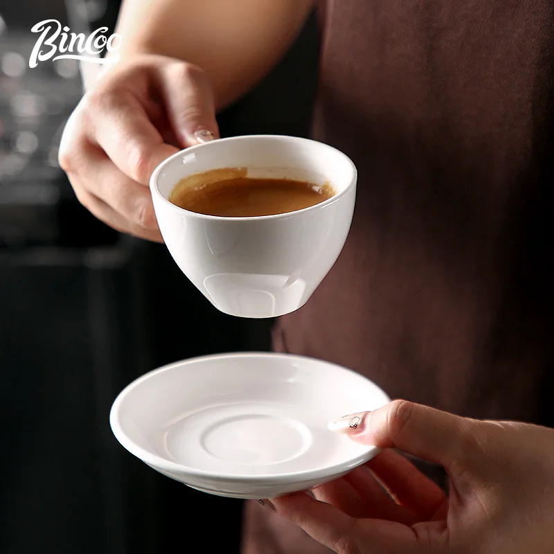 Bincoo Coffee Cup and Saucer Ceramic High-End Exquisite Egg Professional Latte Art High-Value Japanese Style