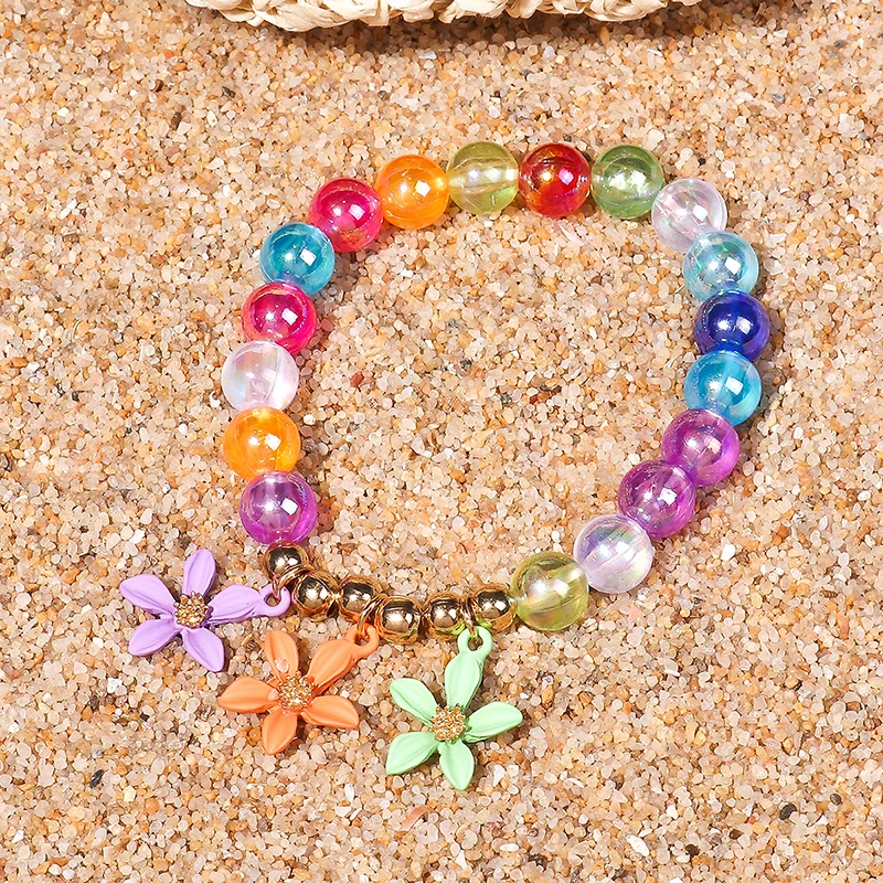 

Colorful Popcorn Beads Bracelet Sweet Flowers Bracelets For Girls Summer Beach Jewelry Heart Mushroom Jewelry Accessories