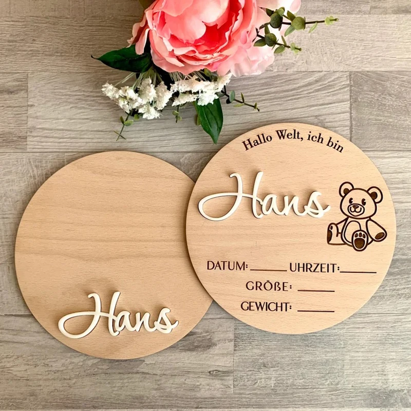 Персонализированный знак объявления ребенка деревянный с принтом ног для
