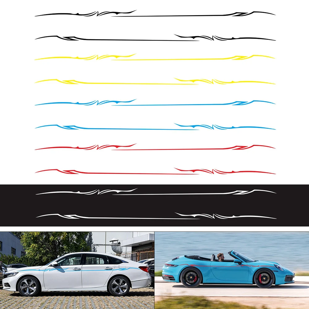 

1 Pair 350x10CM PVC Plaid Pattern Car Stickers and Decals Creative Refit Car Racing Side Body Waist Line Stickers