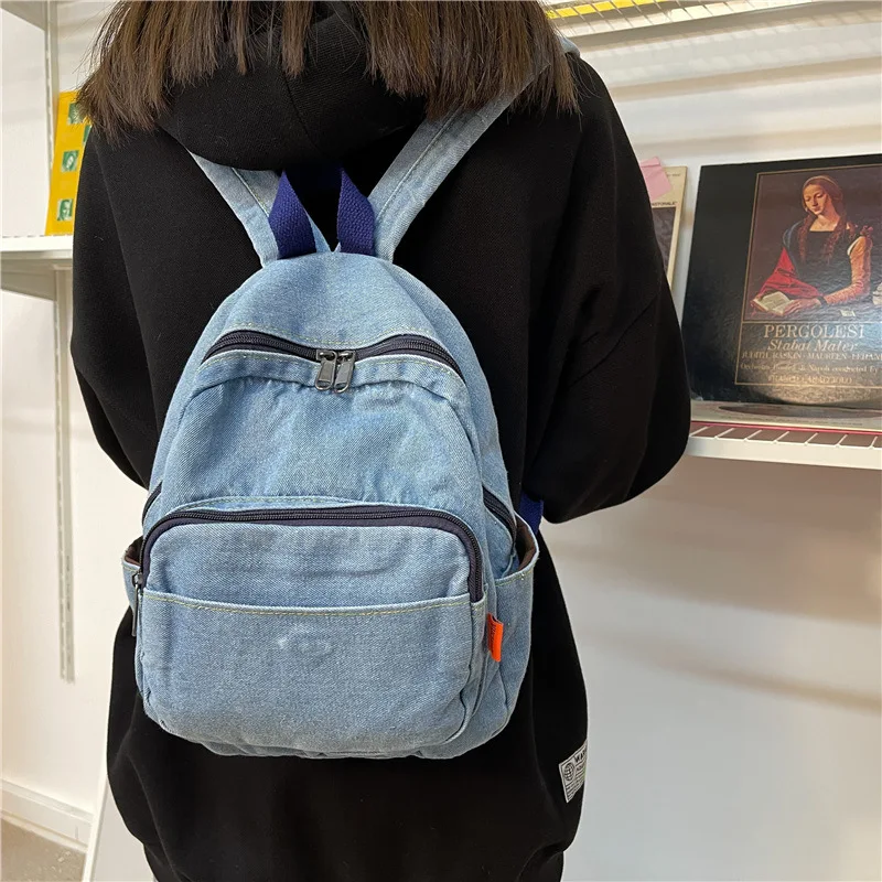 

Casual Large Capacity Denim Women Backpacks High Quality Ladies Daily Travel Bag Teenagers Girls School Schoolbag