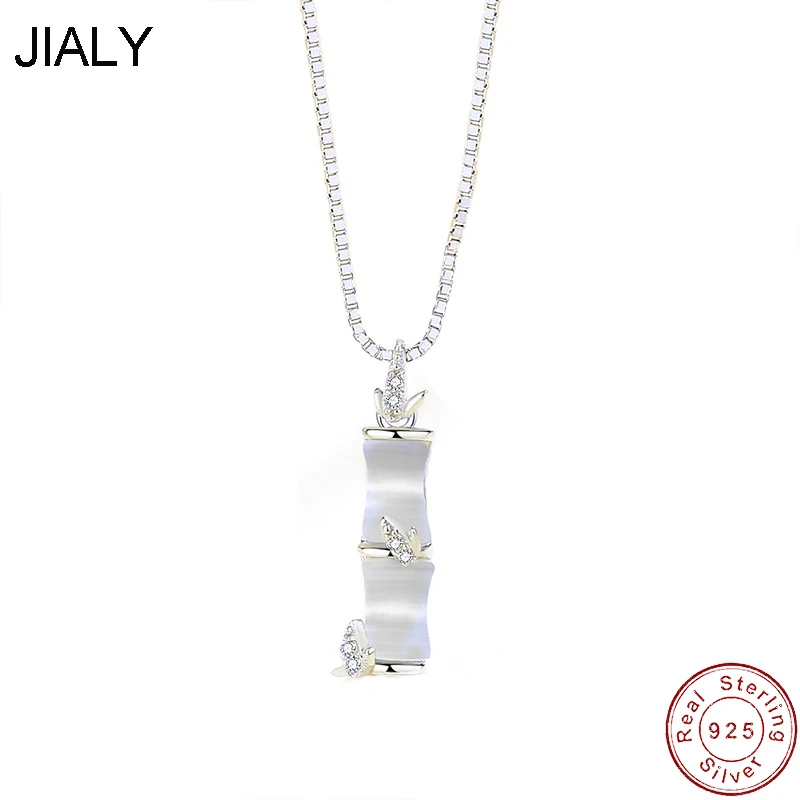 

JIALY European CZ Bamboo S925 Sterling Silver Necklace Clavicle Chain For Women Birthday Party Gift Wedding Jewelry