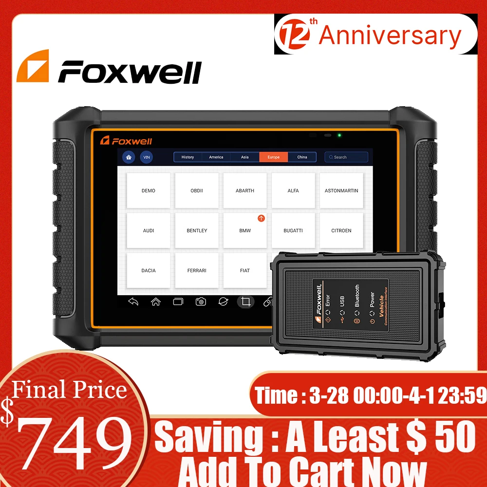 

FOXWELL GT65 OBD2 автомобильный диагностический инструмент двунаправленный тест полная система масла DPF A/F Регулировка 24 сброса Автомобильный ска...