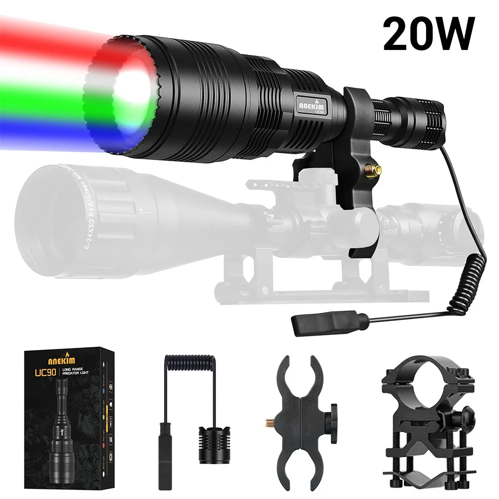 

ANEKIM Hunting Flashlight Tactical Weapon Gun Light Military LED 2200 Lumen Flashlight with Picatinny Rail Airsoft Equipments