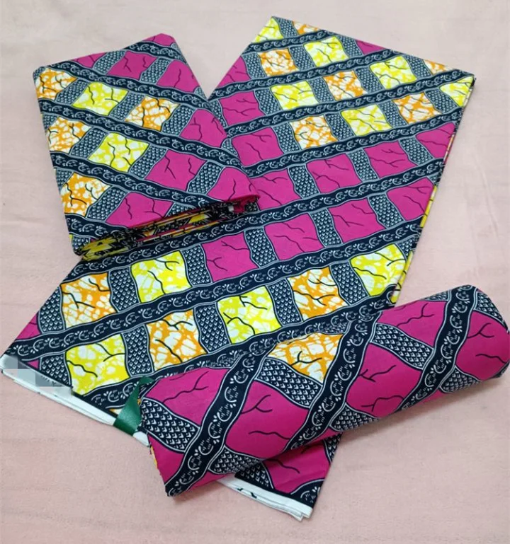 2022 африканская восковая ткань Анкара блеск батик персиковая материал золотой 100