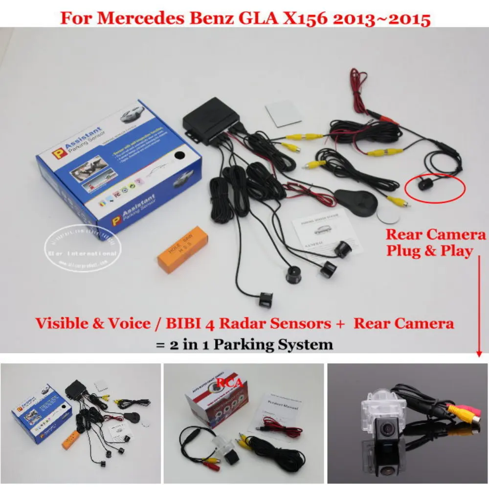 

Car Parking Sensors + Rear View Camera = 2 in 1 Visual BIBI Alarm Parking System For Mercedes Benz GLA X156 2013~2015