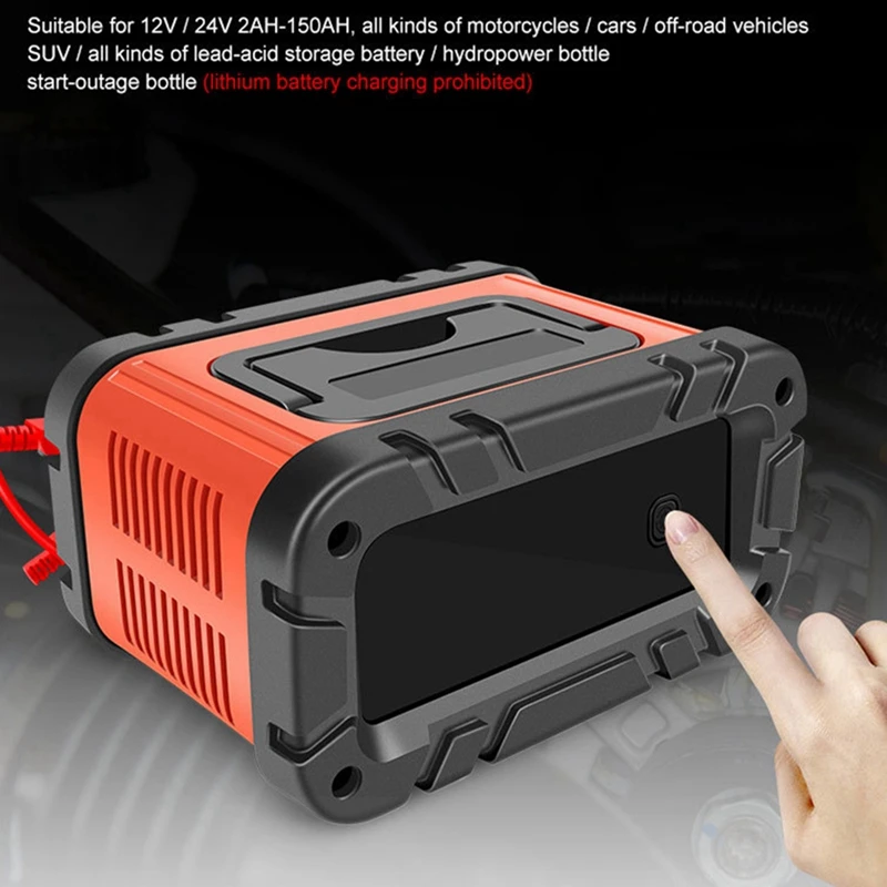 

NEW-E-Fast 7-Segment 12V24V Car Battery Charger, Lead-Acid 12V24V Charger, Lcd Car Charger, Motorcycle Charger US Plug