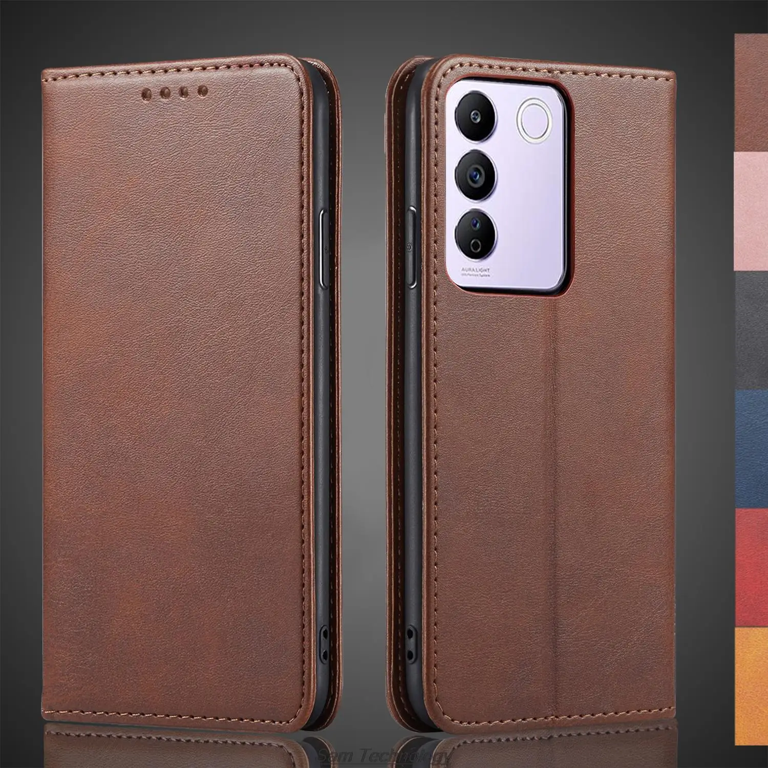 

Магнитный кожаный чехол-книжка для Vivo V27e / Vivo V 27e