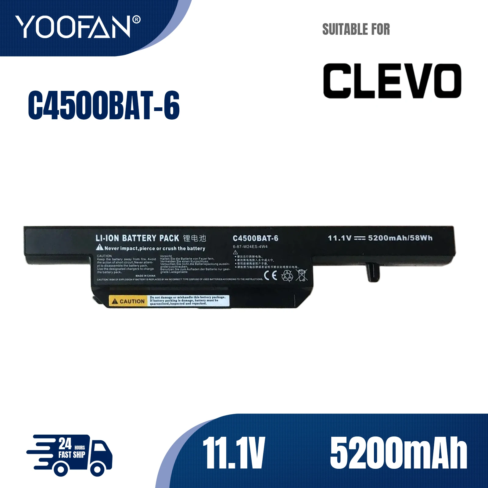 YOOFAN Портативная батарея для Clevo C4500BAT-6 C4500BAT 6 C4500BAT6 B4100M B4105 B5100M B5130M B7110 C4100
