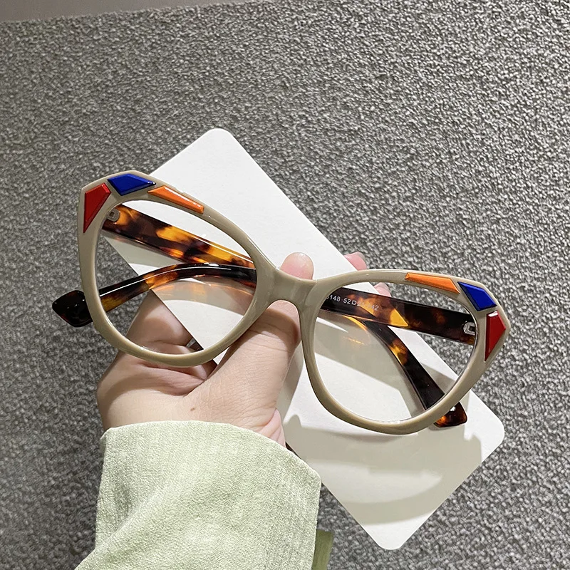 13148 Ретро Британский Кошачий Глаз Солнцезащитные Очки Большой Рамки Цвет Блока