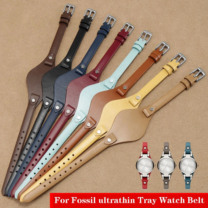 

Ремешок из натуральной кожи для женских часов Fossil ES3077 2830 3262 3060 4176 4119 4026 4340, маленький браслет 8 мм с ремешком-поддоном