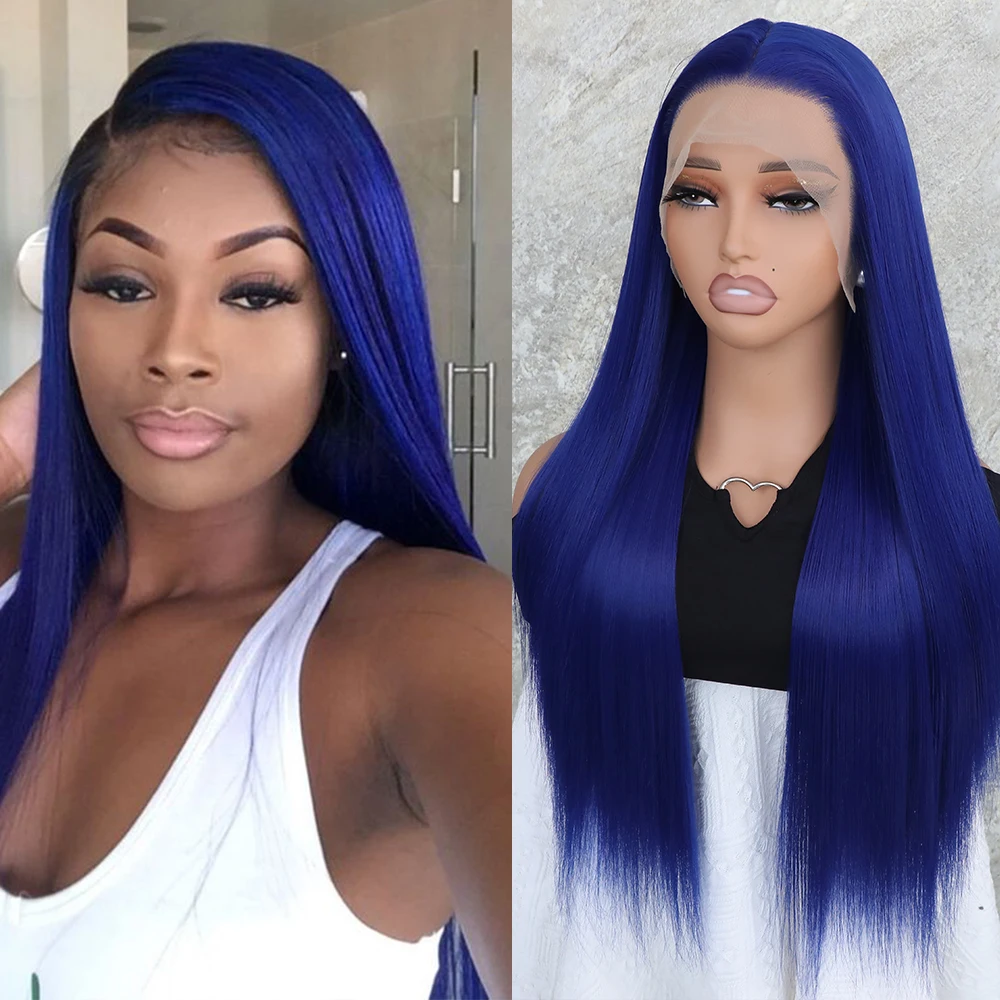 Apolaurel Высокотемпературные волокна парики шнурка для женщин Темно-синий длинный