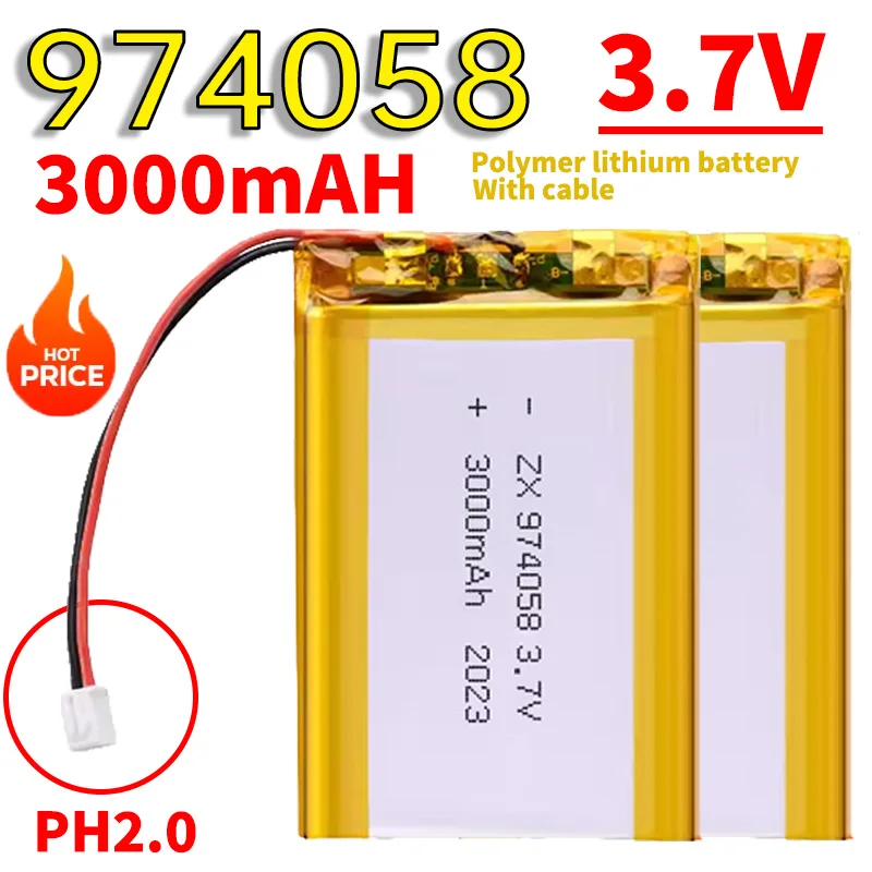 Фото 974058 3000 мАч Lipo аккумулятор 3,7 В литий-полимерный аккумулятор 10 шт. PH2P для массажного счетчика GPS-навигатора Аэромоделяционные перчатки №1