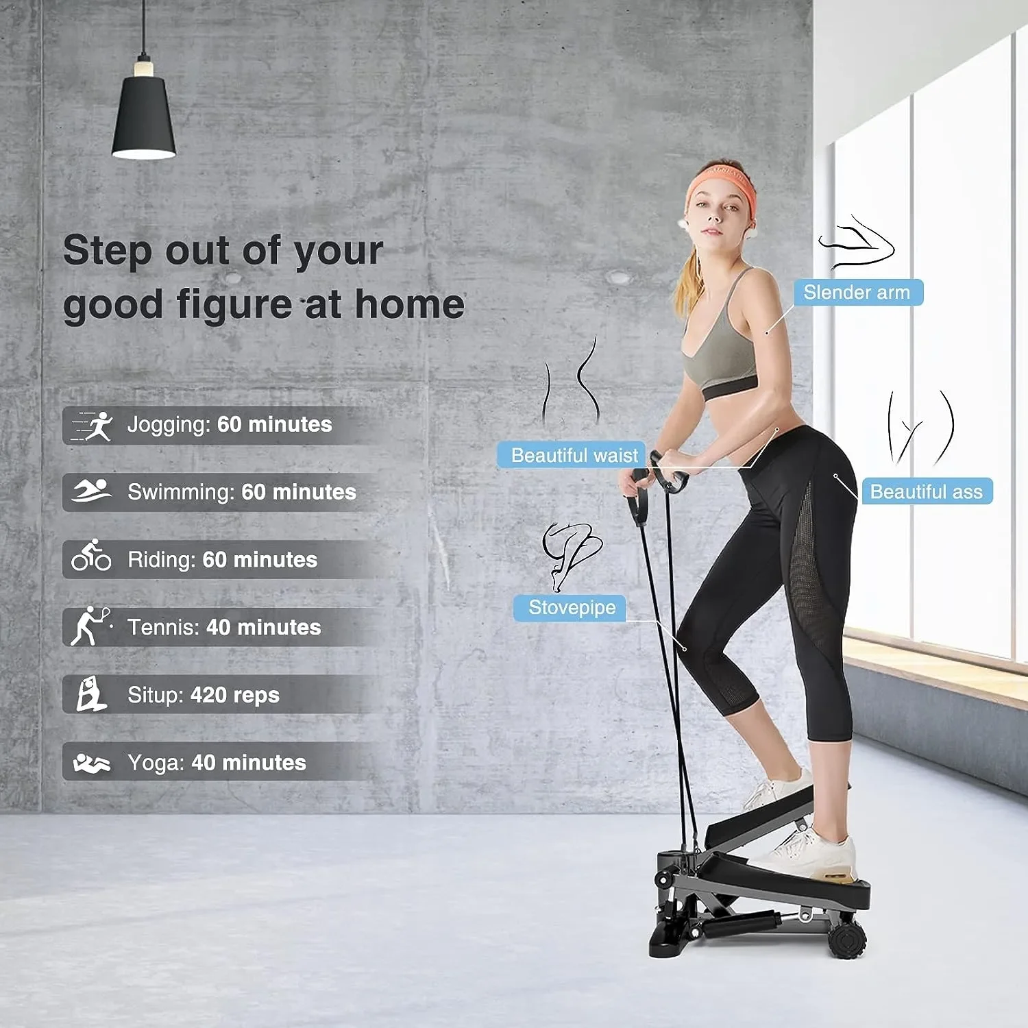 

Для упражнений, мини шагомер с ЖК-монитором, тихий шагомер для фитнеса с эспандерами, шагомер для лестницы в тренажерном зале для домашних тренировок, Le
