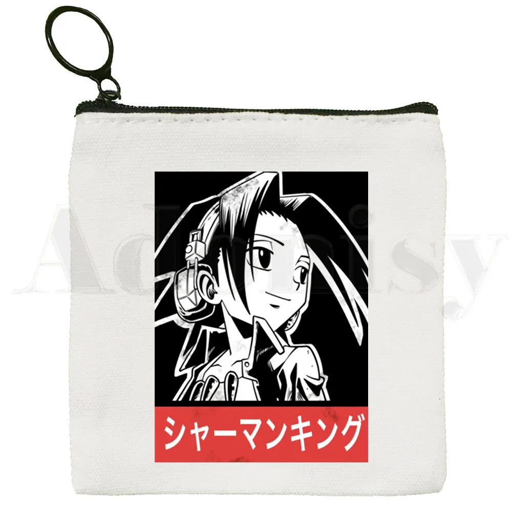 Anime Shaman King Yoh Asakura Amidamaru 90s Cute Coin Purse Illustration Key Case Simple Small Cloth Bag New Creative Coin Purse